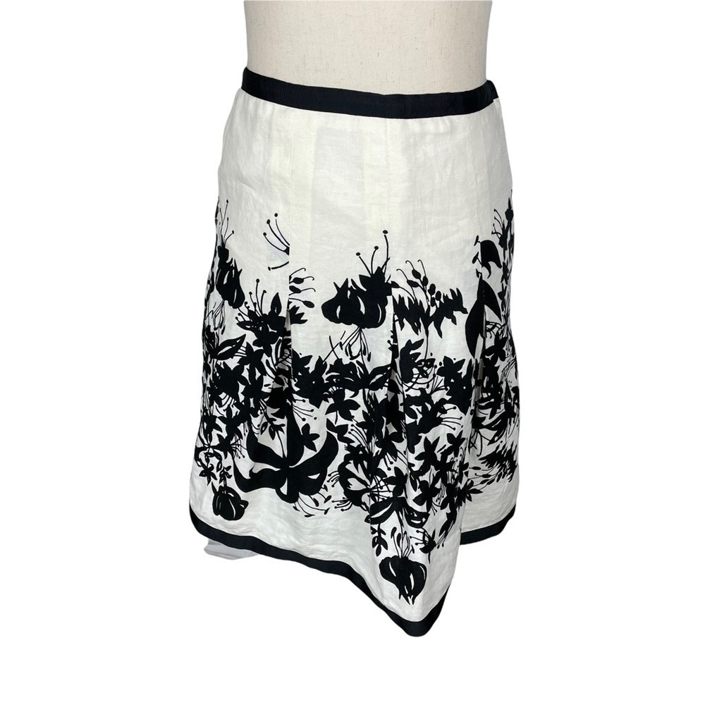 Loft White/Black Linen Skirt
